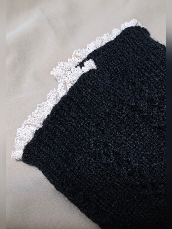 *Unbranded* Accessories - 💢5 For$20 Black Knit Boot Socks Arm/Leg Warmers W/Cream Lace Trim Longer Sz OS